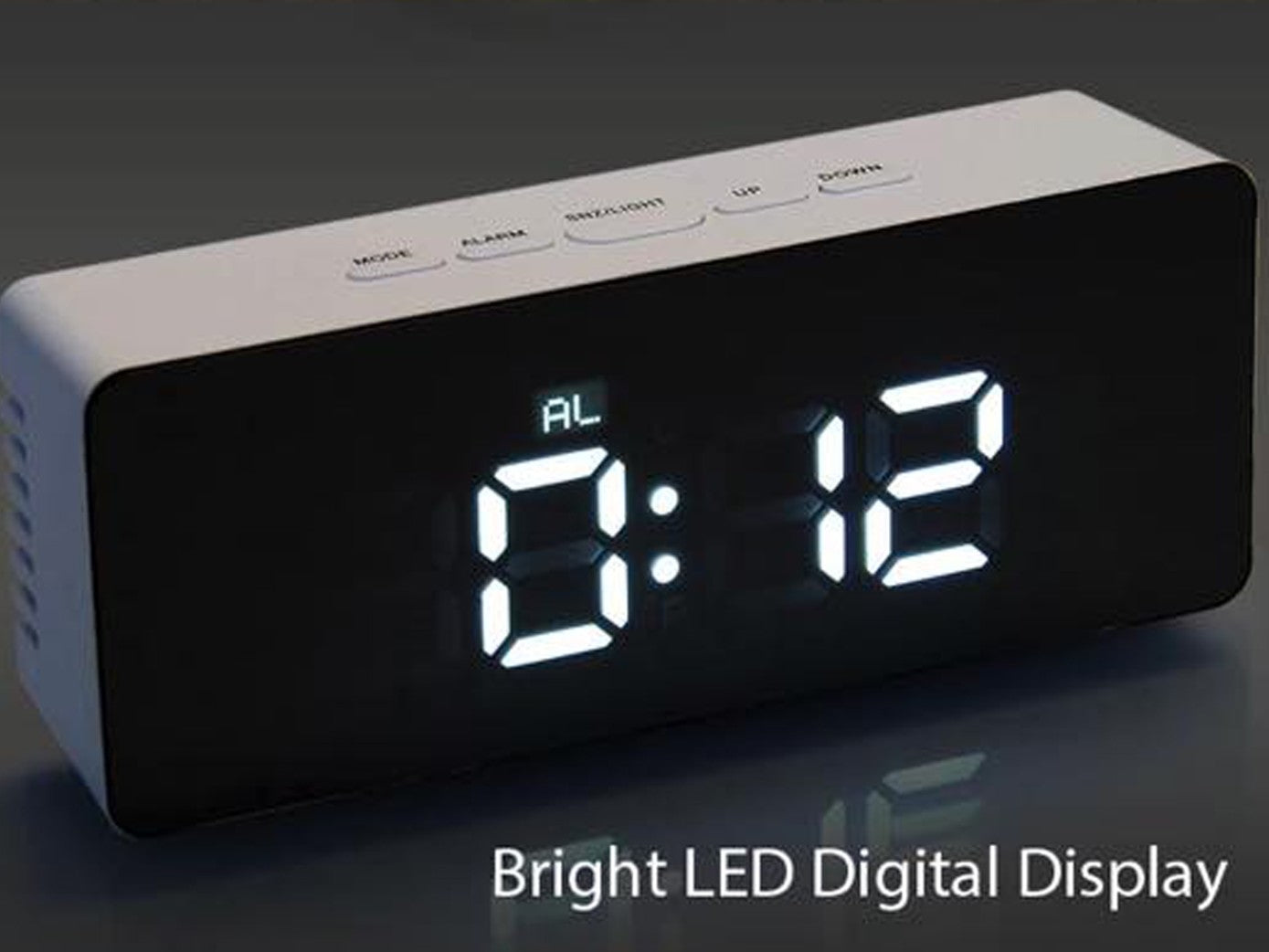 YuBingo Mirror Finish Rectangle Digital Clock With Temperature (Dual Power, USB Included) - Corporate Gift | Product image 2