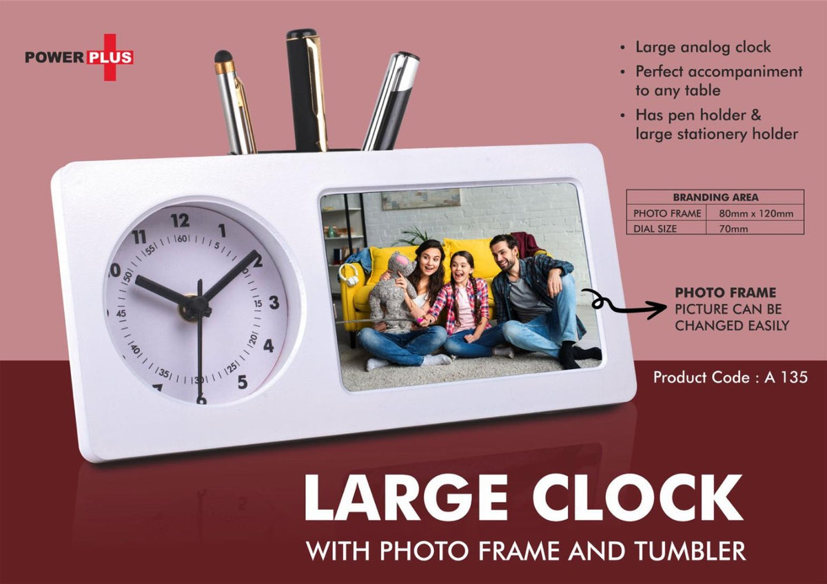 YuBingo Large Clock With Photo Frame And Tumbler - White - Corporate Gift | Product image 3