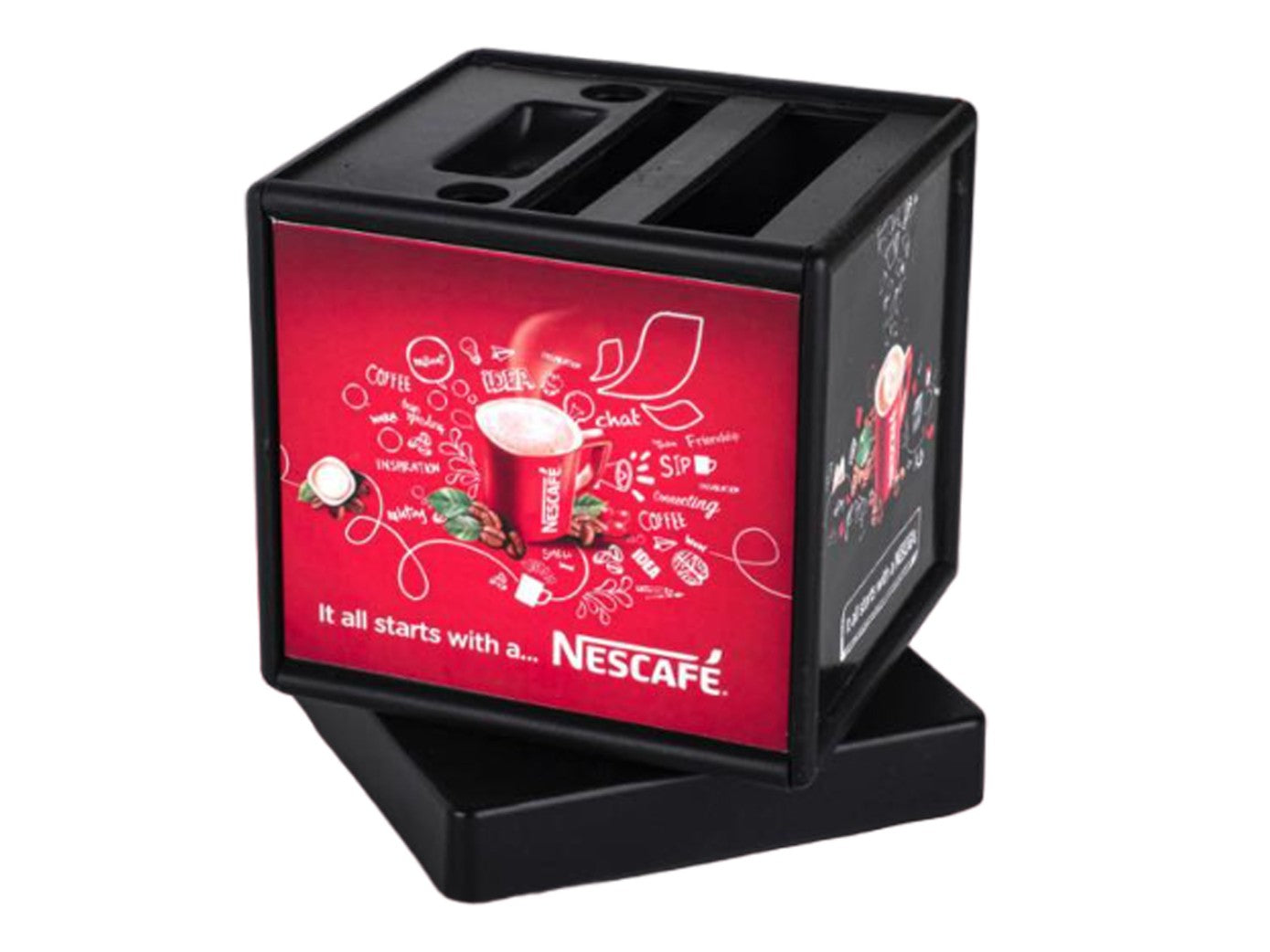 YuBingo Rotating Clock With 3 Side Branding Area | Pen Stand & Stationery Holder - Corporate Gift | Product image 2