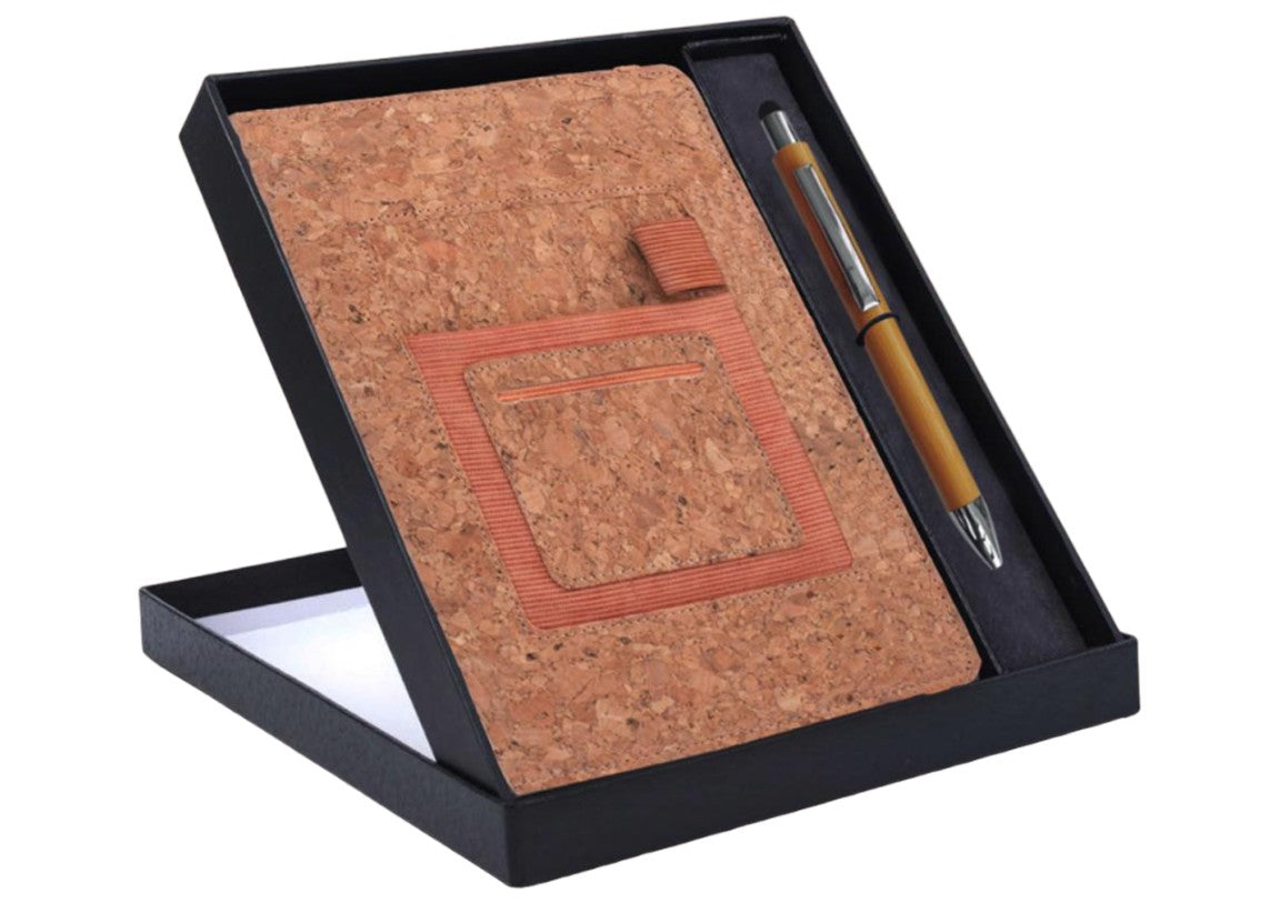 Notebook Gift Set Eco - Cork A5 Notebook With Bamboo/Cork Pen - Corporate Gift