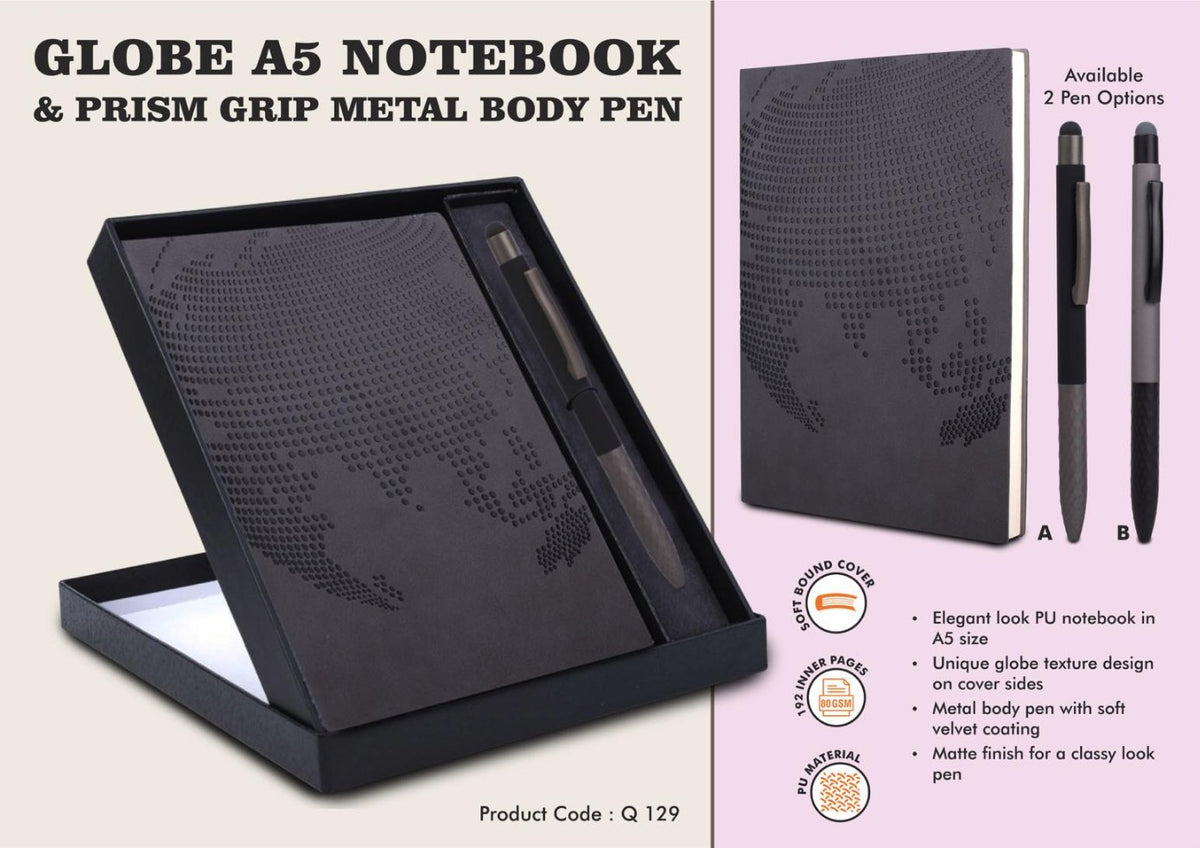 Globe Notebook Gift Set: A5 Globe Notebook With Pen - View 2