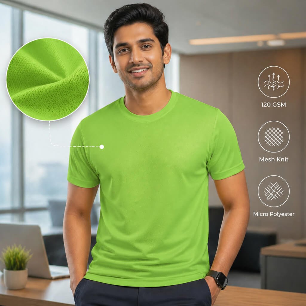 NirmalPlus Neon Green round-neck T-shirt for corporate gifting
