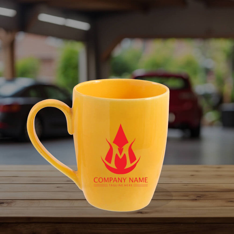 YuBingo Yellow Ceramic Gloss Logo Mug 310ml - Custom Corporate Gift for corporate gifting
