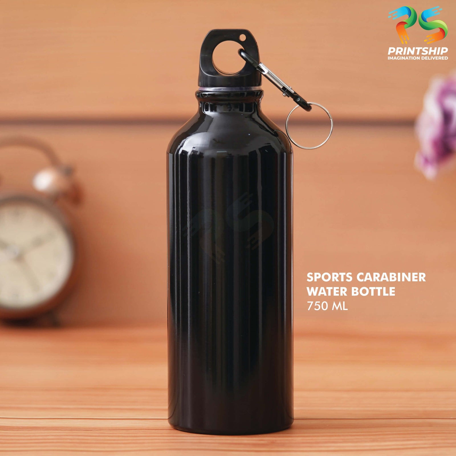 YuBingo Large Black Sports Bottle - Corporate Drinkware Gift - Water Bottles by YuBingo