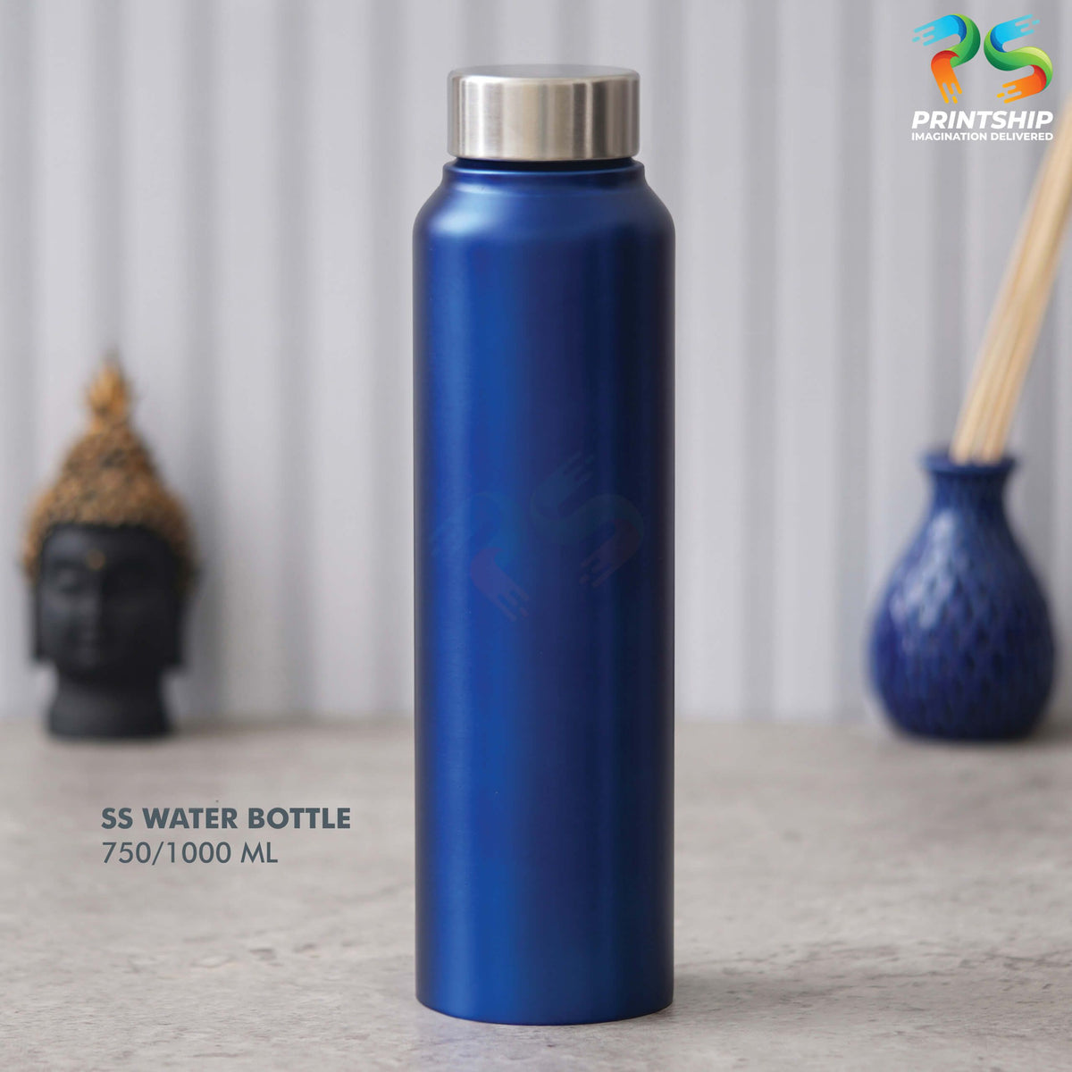 YuBingo Blue Stainless Steel Bottle - 750 ML - Corporate Drinkware Gift - Water Bottles by YuBingo