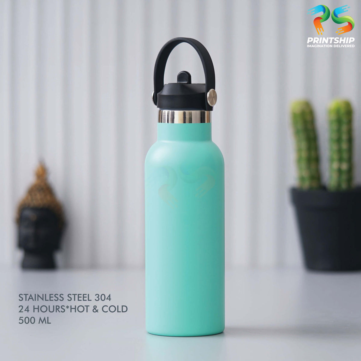 YuBingo Stylish Green Stainless Steel Bottle - 500 ML - Corporate Drinkware Gift - Water Bottles by YuBingo