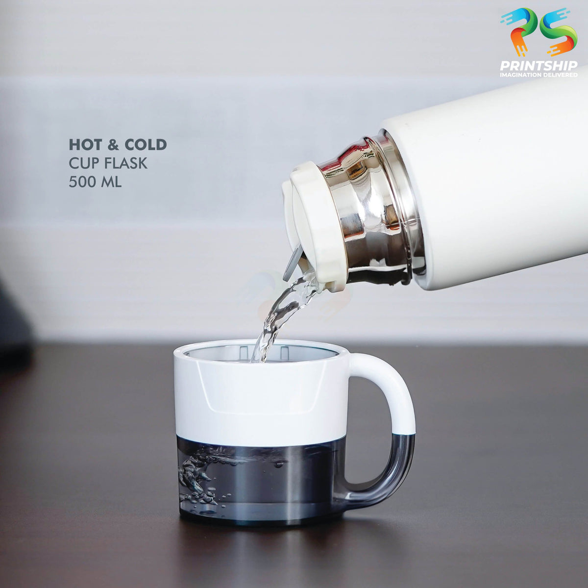 YuBingo White Stainless Steel 500ML Hot &amp; Cold Cup Flask - Corporate Drinkware Gift - Flasks &amp; Thermos by YuBingo