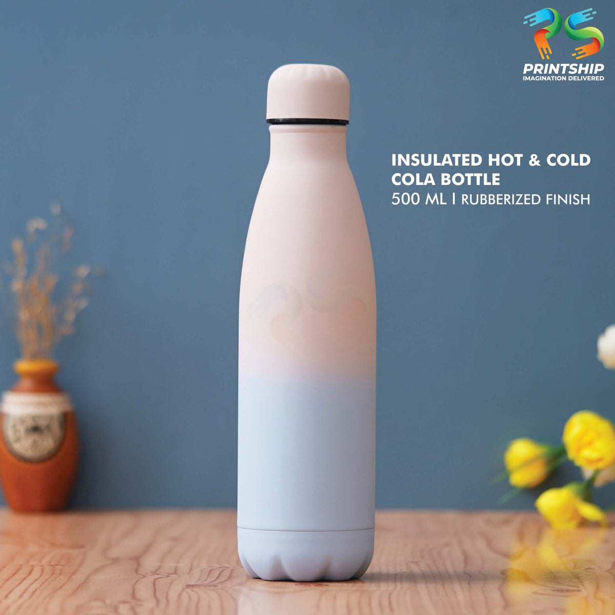 YuBingo Pink Blue Stainless Steel 500ML Hot &amp; Cold Insulated Bottle - Corporate Drinkware Gift - Water Bottles by YuBingo