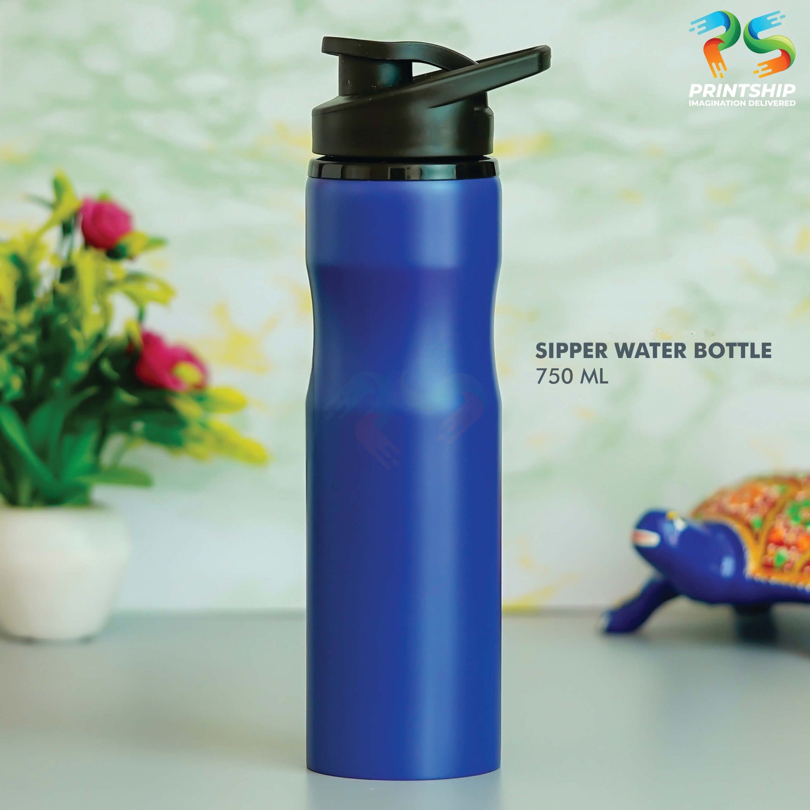 YuBingo Blue Sipper Stainless Steel Bottle - 750 ML - Corporate Drinkware Gift - Water Bottles by YuBingo