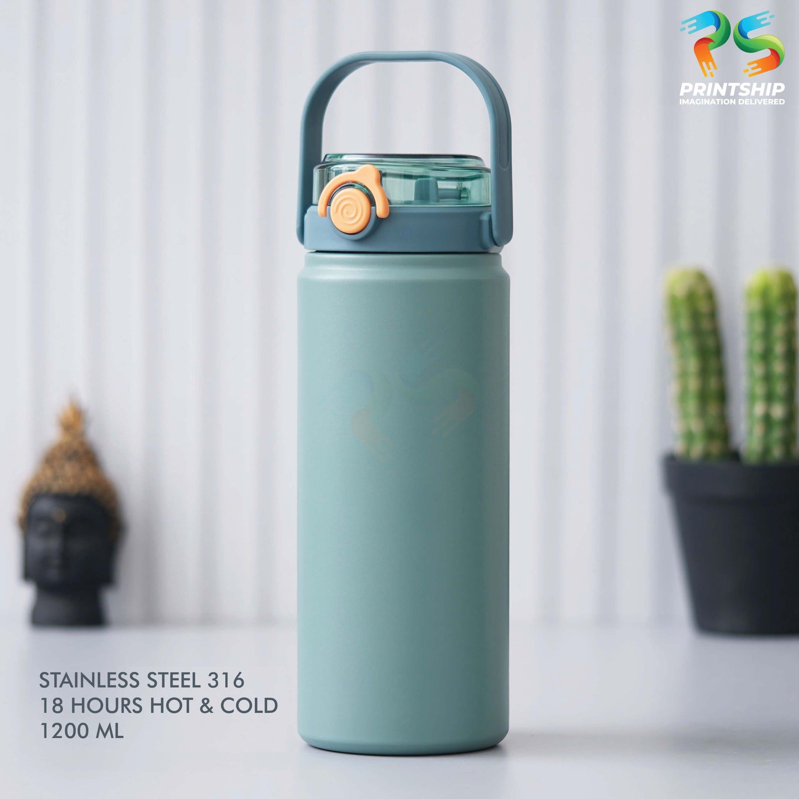 YuBingo Large Capacity Green Stainless Steel Bottle - 1200 ML - Corporate Drinkware Gift - Water Bottles by YuBingo