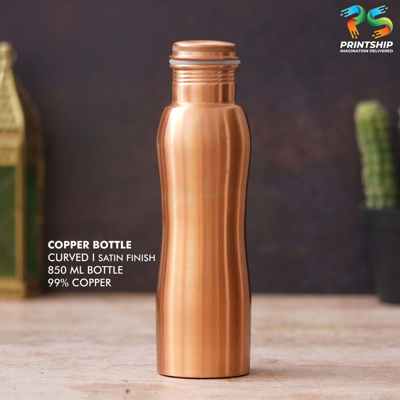 YuBingo Copper Satin Finish Bottle - 850 ML - Corporate Drinkware Gift - Water Bottles by YuBingo