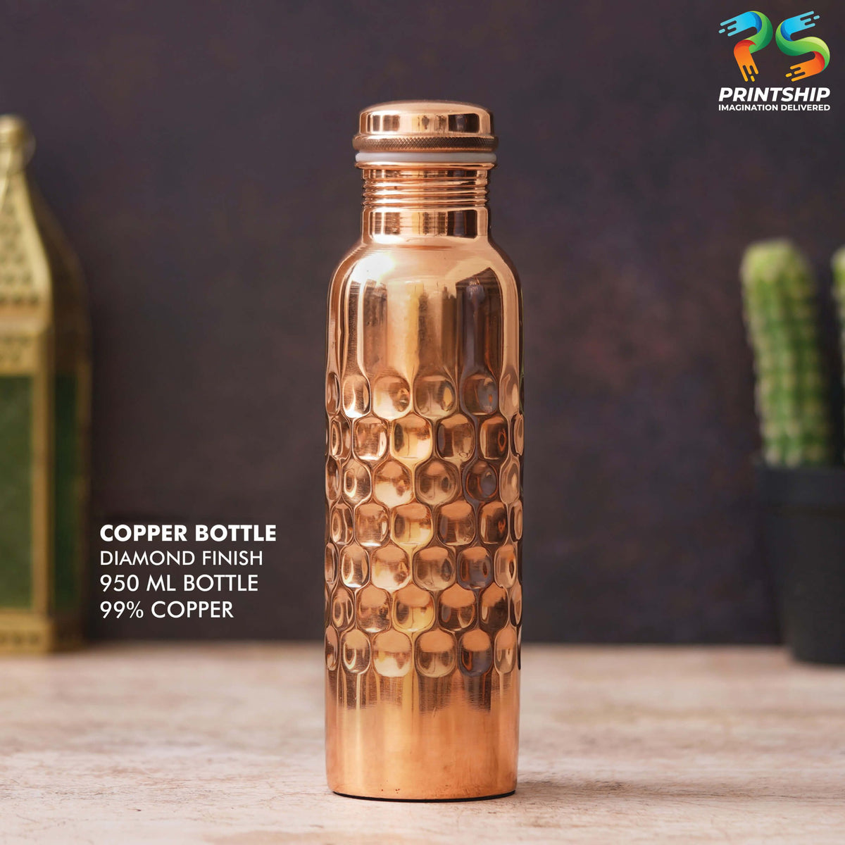 YuBingo Copper Diamond Finish 950ML Bottle - Corporate Drinkware Gift - Water Bottles by YuBingo