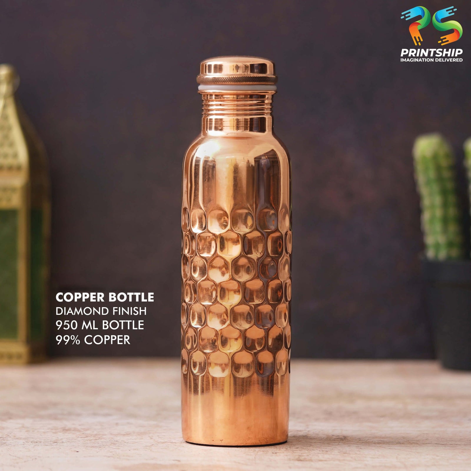 YuBingo Copper Diamond Finish 950ML Bottle - Corporate Drinkware Gift - Water Bottles by YuBingo