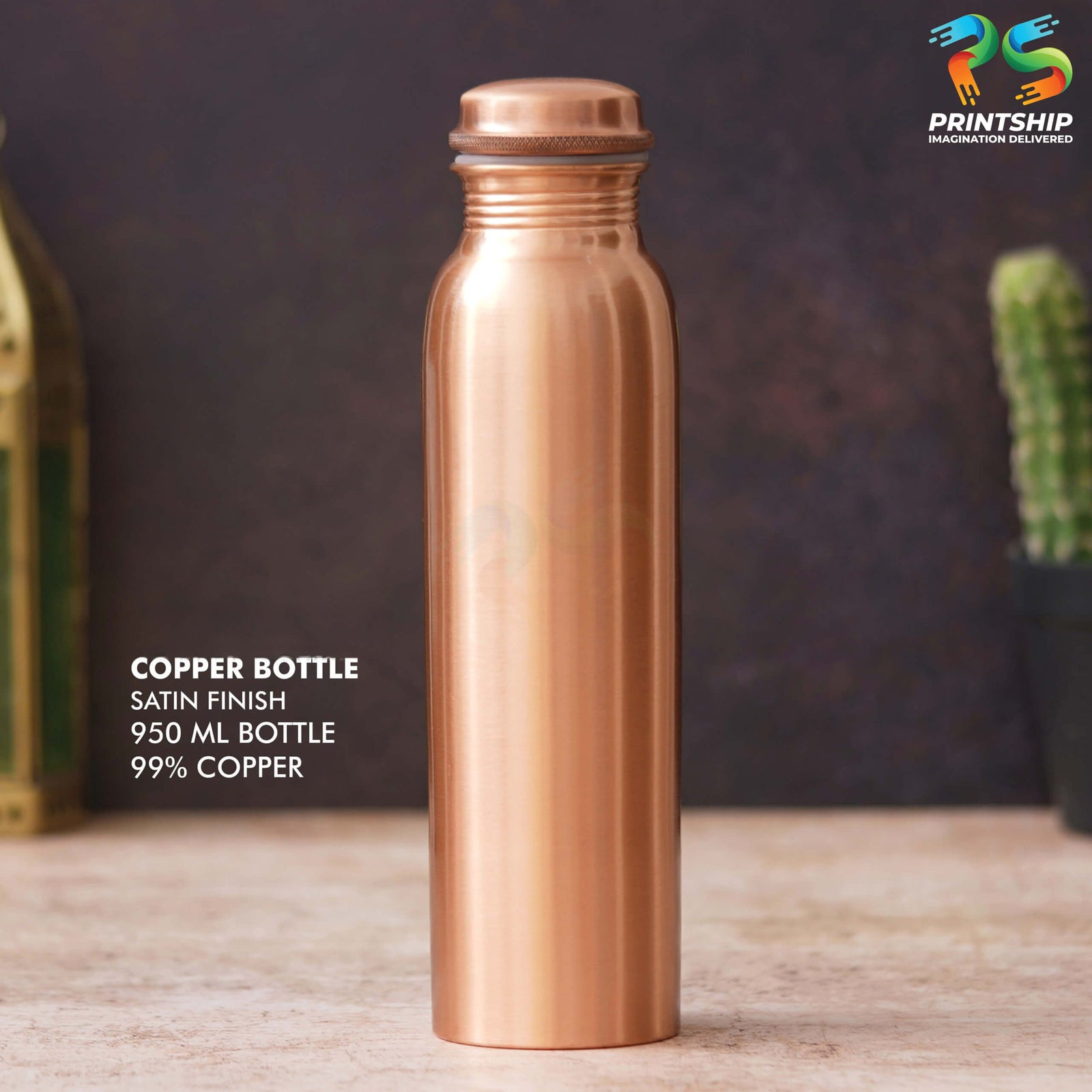 YuBingo Copper Satin Finish Bottle - 950 ML - Corporate Drinkware Gift - Water Bottles by YuBingo