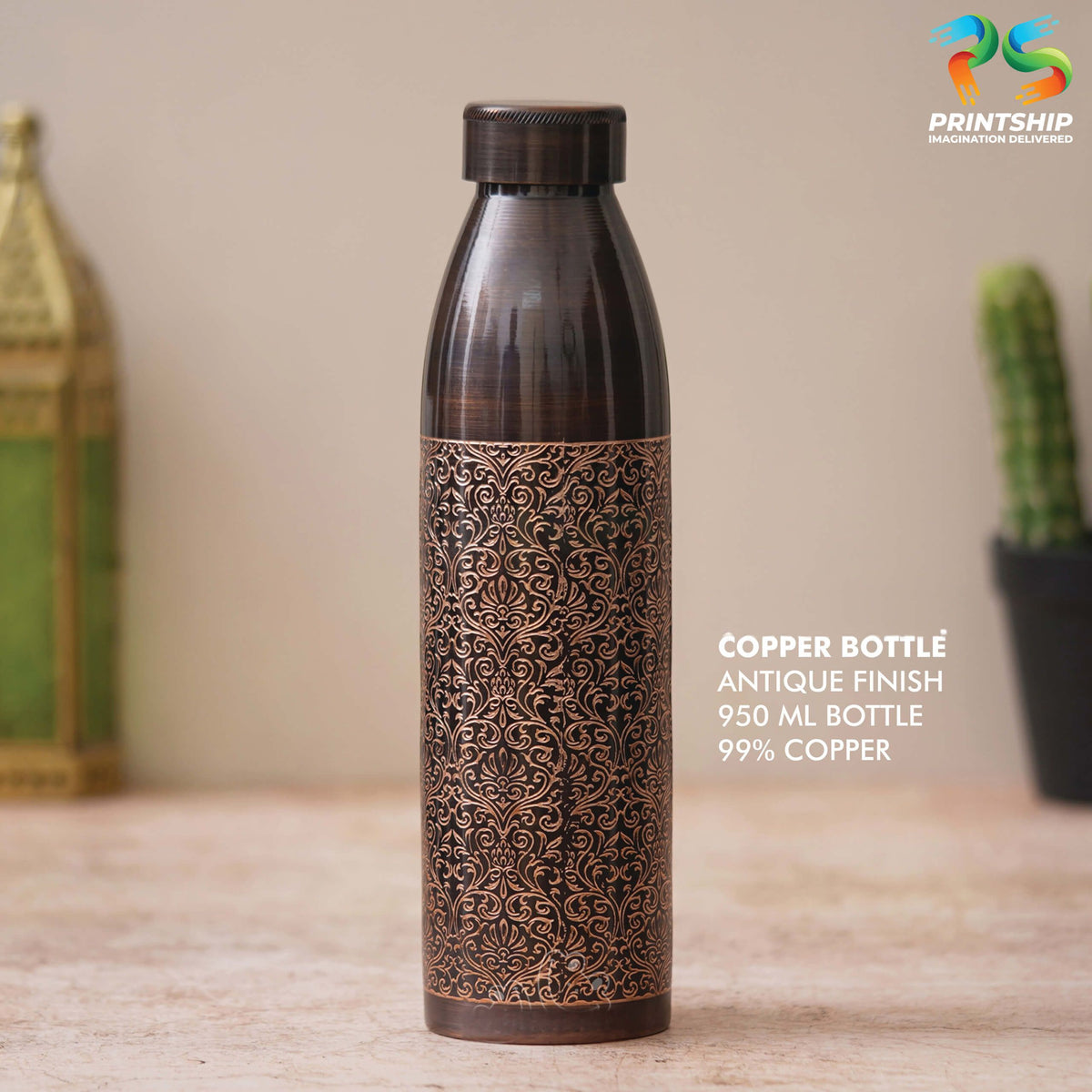 YuBingo Antique Brown Copper 950ML Bottle - Corporate Drinkware Gift - Water Bottles by YuBingo