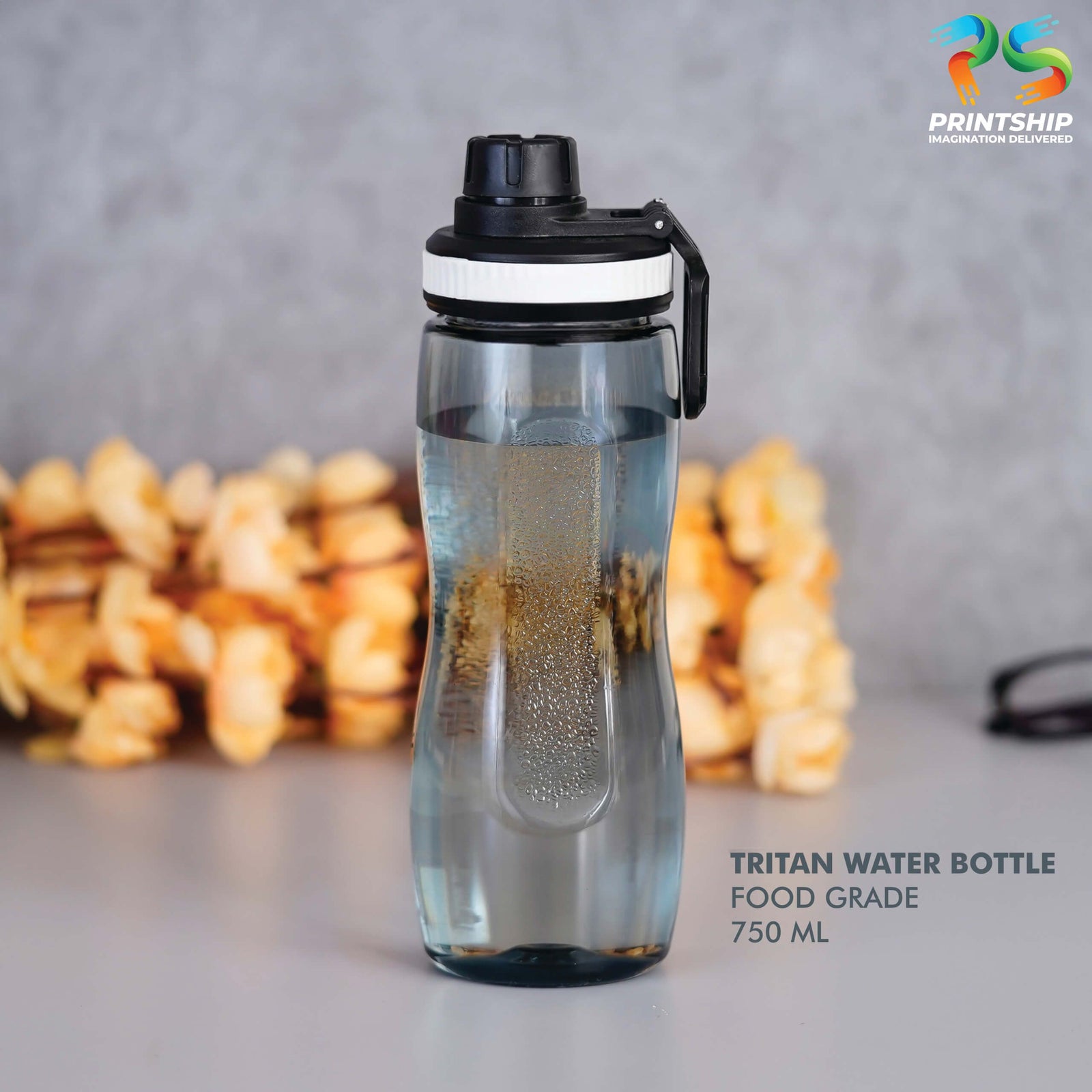 YuBingo Clear Tritan 750ML Food Grade Bottle with Black Cap - Corporate Drinkware Gift - Water Bottles by YuBingo