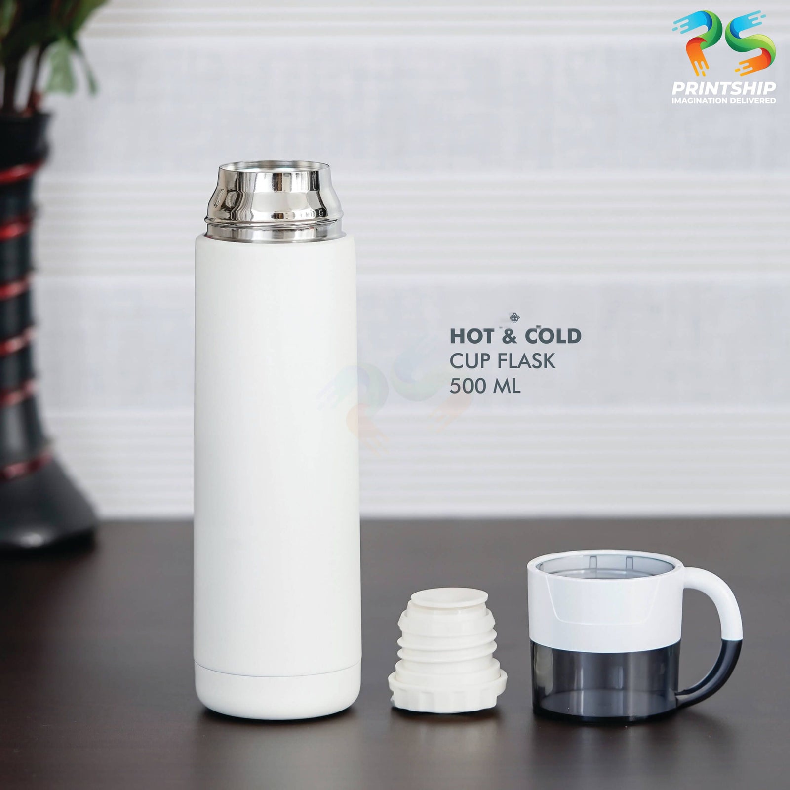 YuBingo White Stainless Steel 500ML Hot & Cold Cup Flask - Corporate Drinkware Gift - Flasks & Thermos by YuBingo