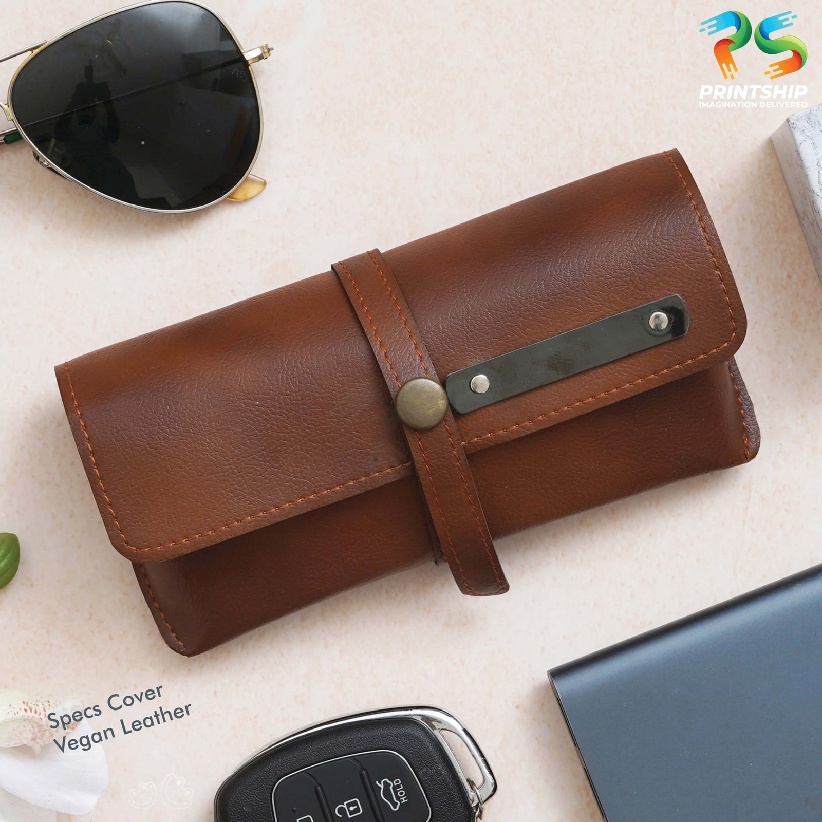 YuBingo Tan Vegan Leather Specs Cover - Corporate Accessory Gift - Wallets & Pouches by YuBingo