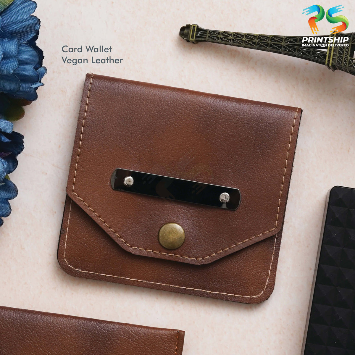 YuBingo Tan Vegan Leather Card Wallet - Corporate Accessory Gift - Wallets & Pouches by YuBingo