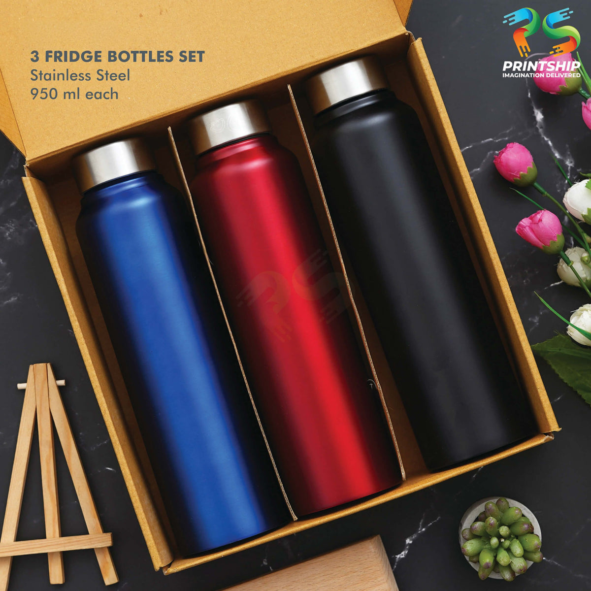 YuBingo Multi Stainless Steel Bottle Set - Corporate Drinkware Gift - Water Bottles by YuBingo