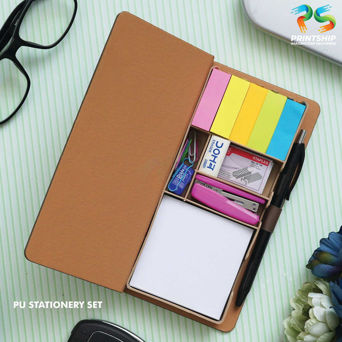 YuBingo Brown PU Stationery Set - Corporate Stationery Gift - Office Stationery by YuBingo