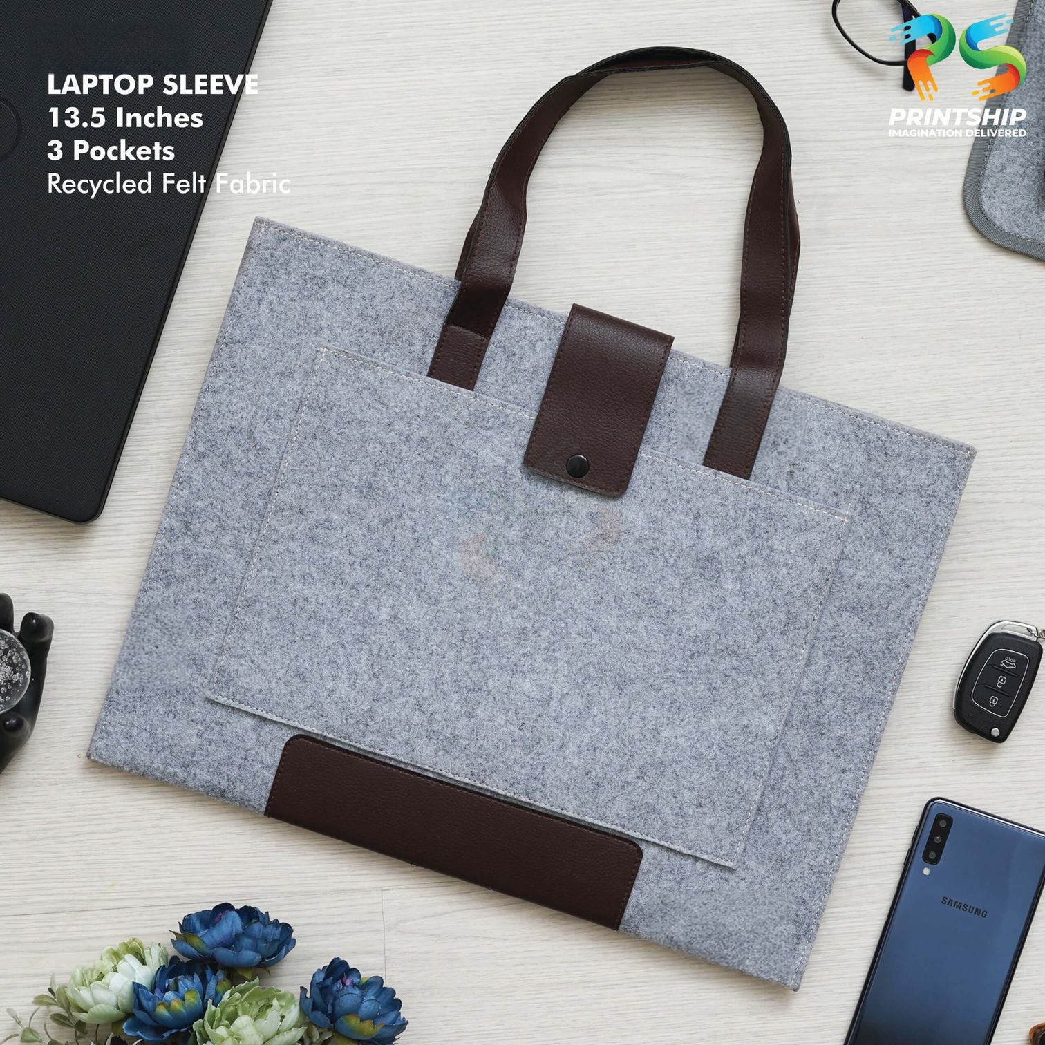 YuBingo Grey Recycled Felt Laptop Sleeve - Corporate Gift | YuBingo corporate gift