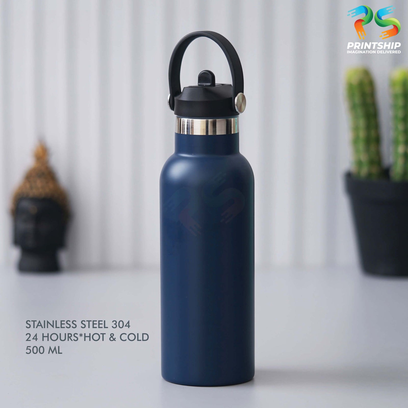 YuBingo Sleek Blue Stainless Steel Bottle - 500 ML - Corporate Drinkware Gift - Water Bottles by YuBingo