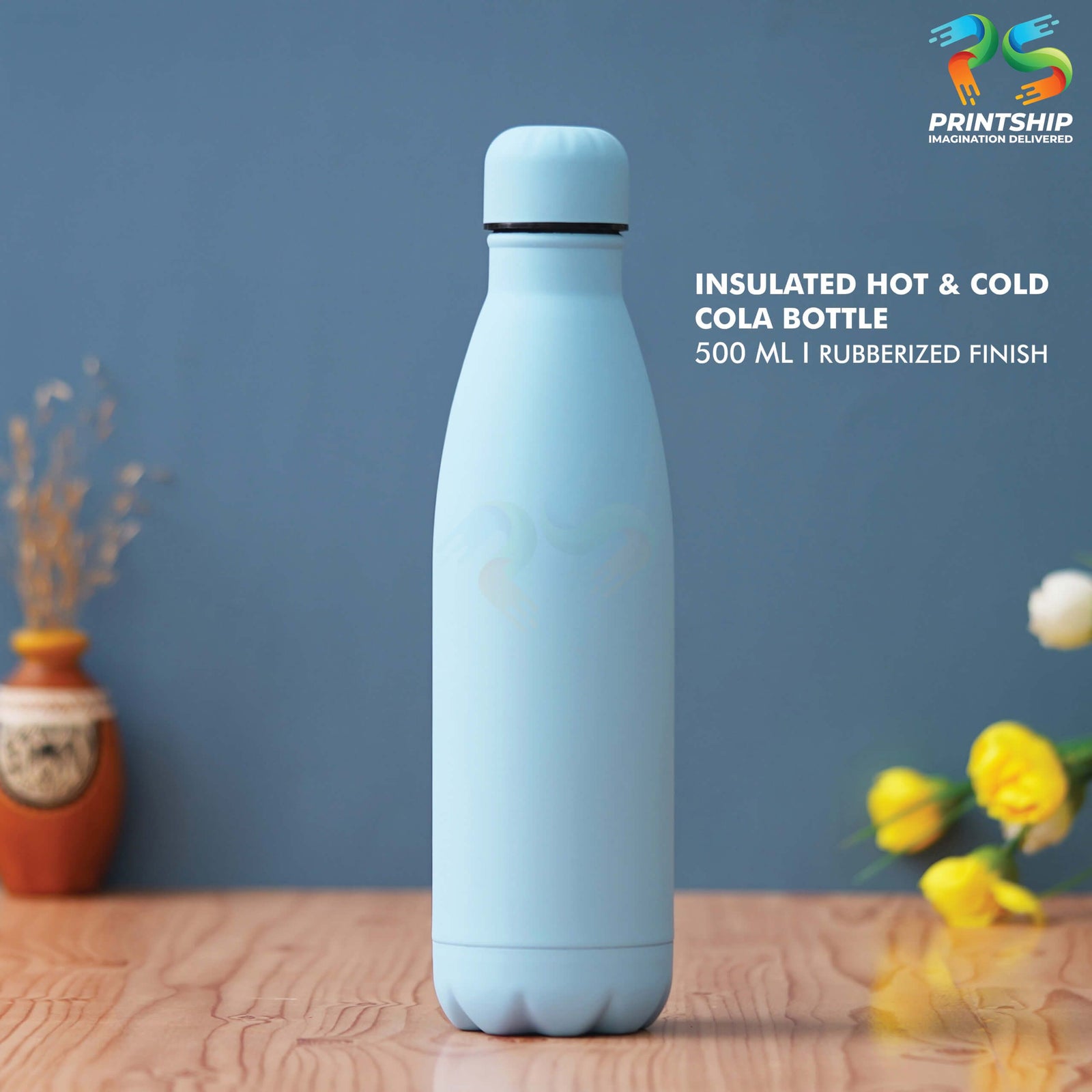 YuBingo Blue Stainless Steel 500ML Hot & Cold Insulated Bottle - Corporate Drinkware Gift - Water Bottles by YuBingo