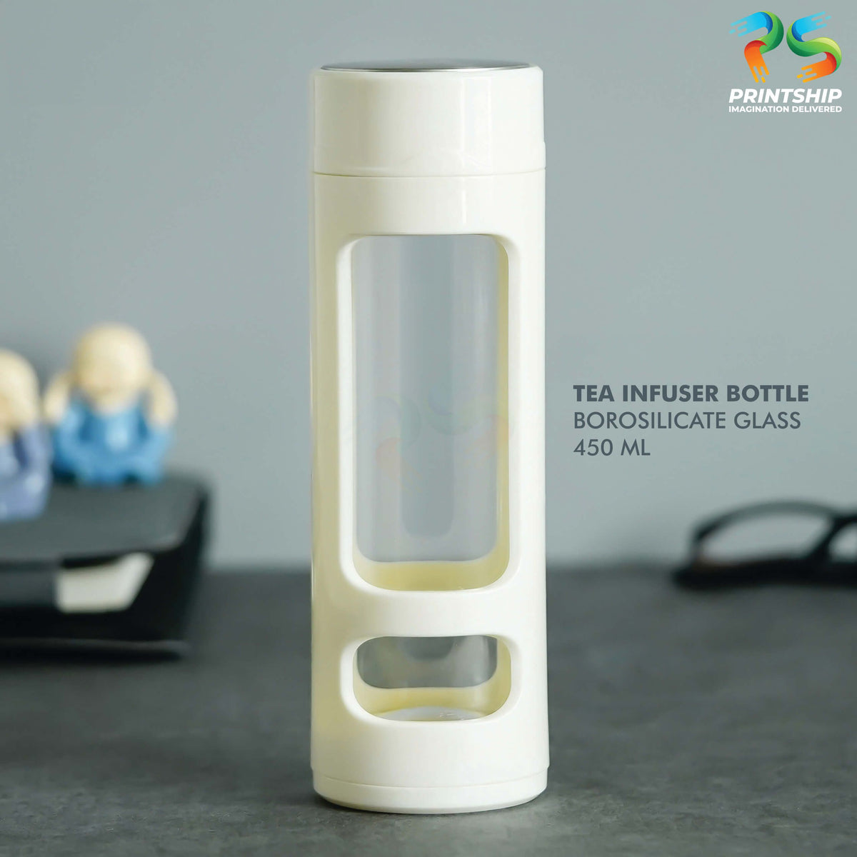 YuBingo Clear Borosilicate Glass Infuser Bottle - Corporate Drinkware Gift - Water Bottles by YuBingo