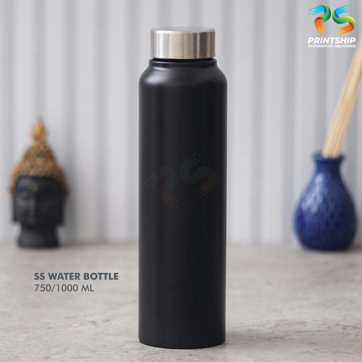 YuBingo Black Stainless Steel Bottle - 750 ML - Corporate Drinkware Gift - Water Bottles by YuBingo