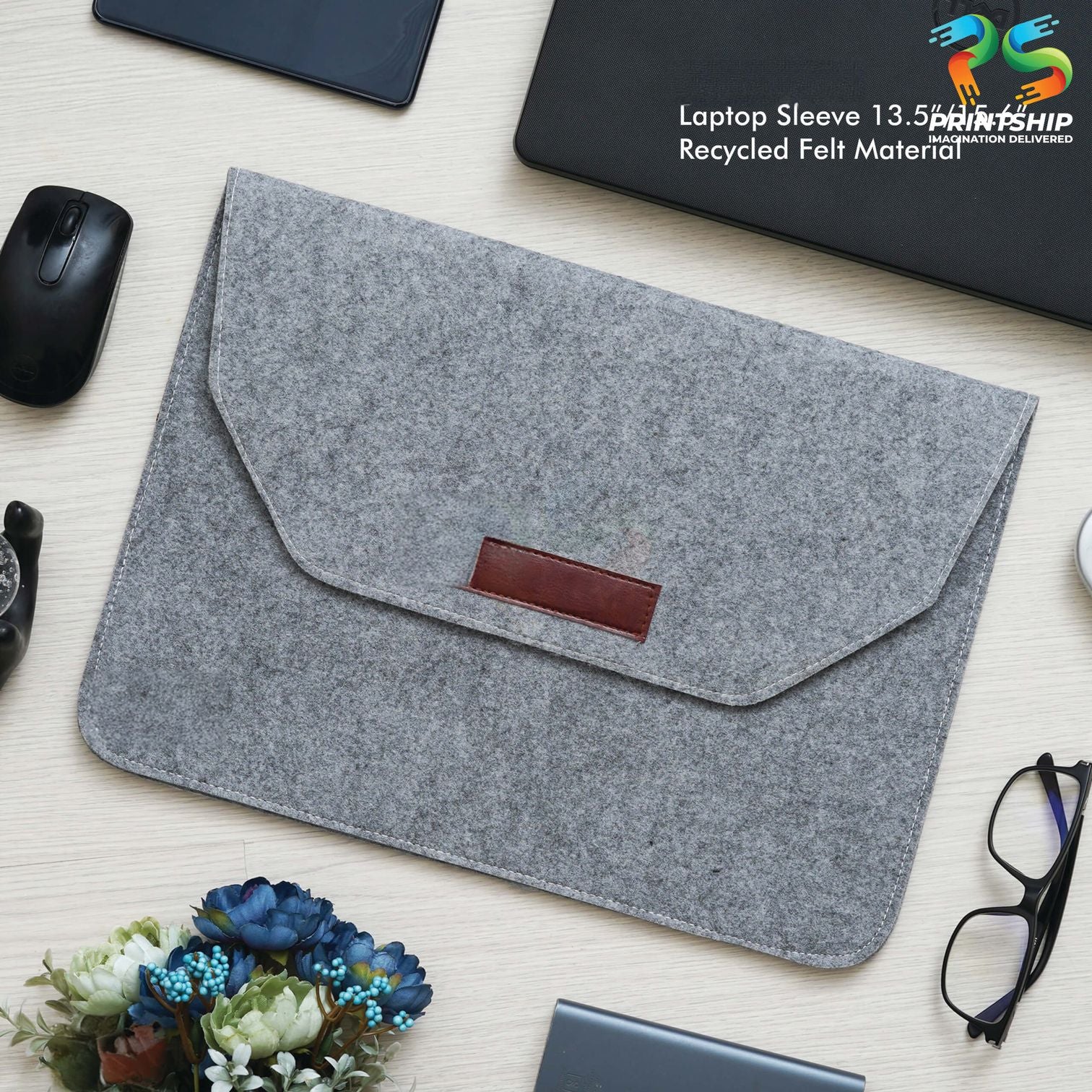YuBingo Grey Recycled Felt Laptop Sleeve - 15.6 Inch - Corporate Gift | Product image 7