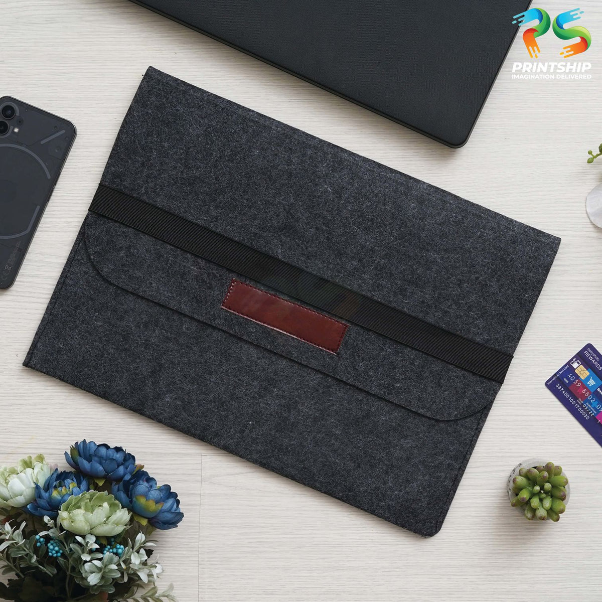 YuBingo Black Recycled Felt Laptop Sleeve - 15.6 Inch - Corporate Gift | Product image 3