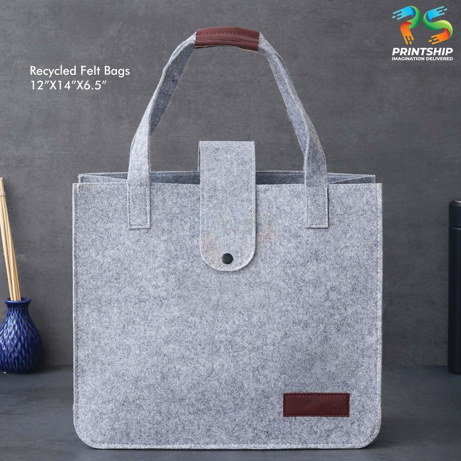 YuBingo Grey Recycled Felt Hand Bag - Corporate Gift | Product image 4