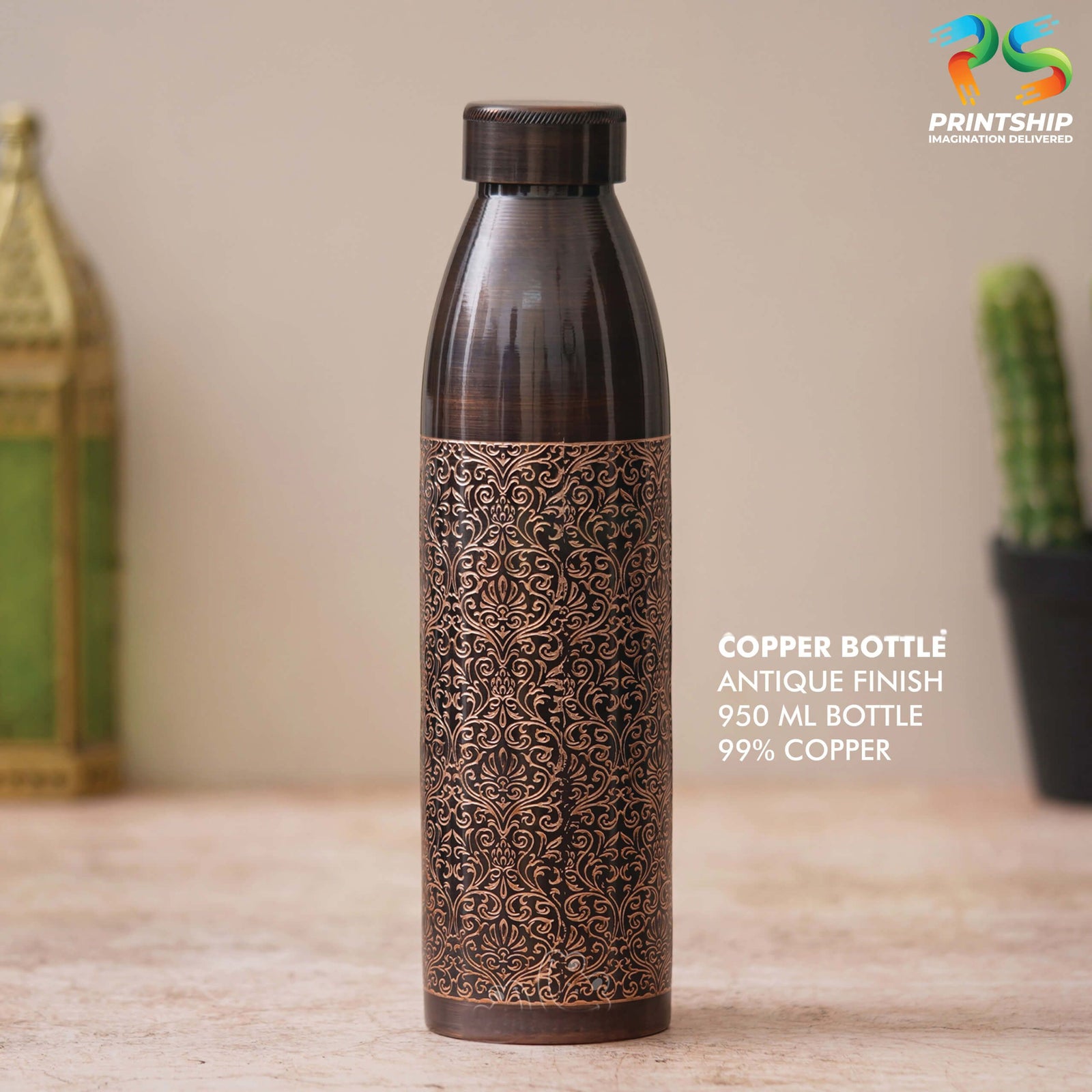 YuBingo Antique Brown Copper 950ML Bottle - Corporate Drinkware Gift - Water Bottles by YuBingo