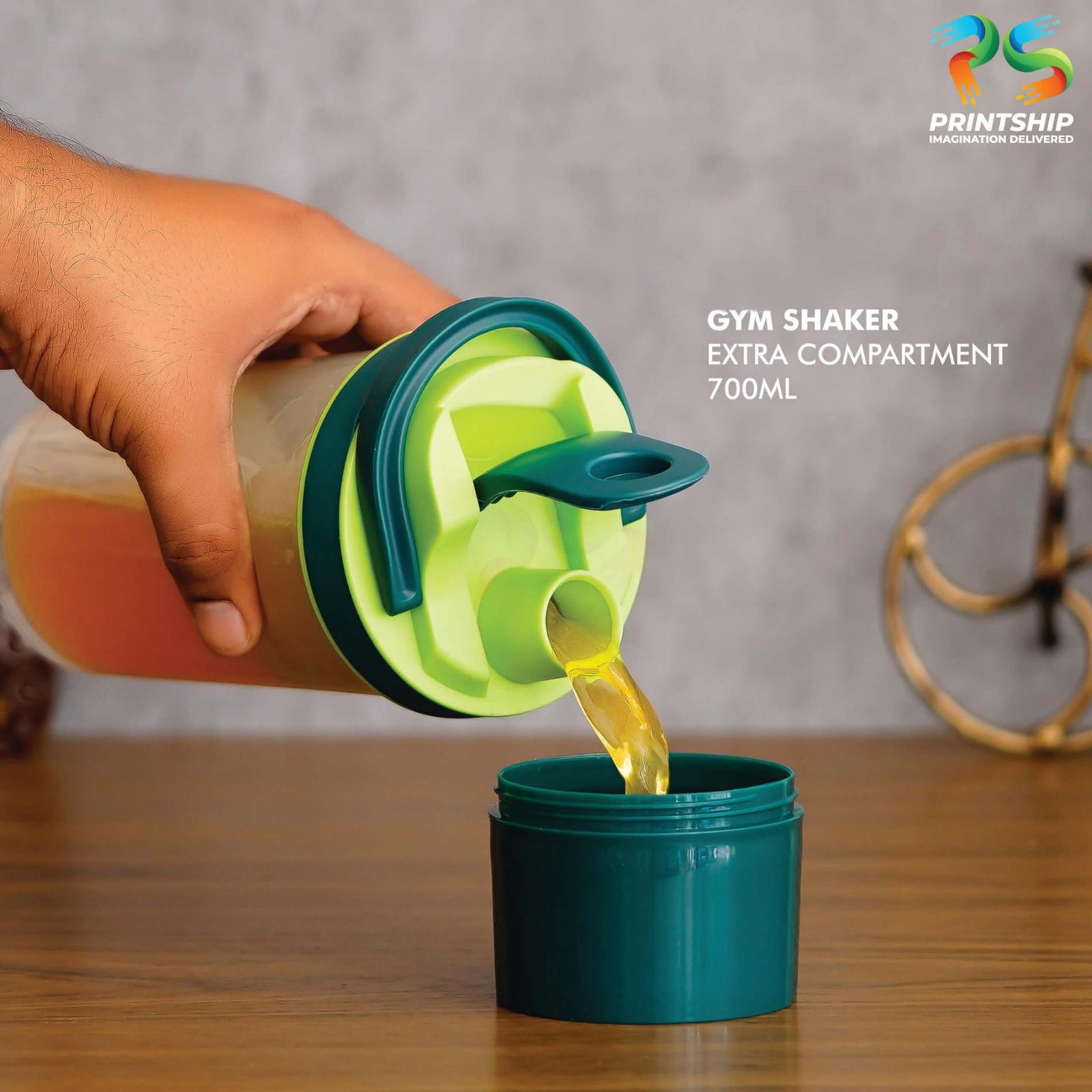YuBingo Translucent White Plastic 700ML Gym Shaker With Green Cap - Corporate Gift | Product image 2
