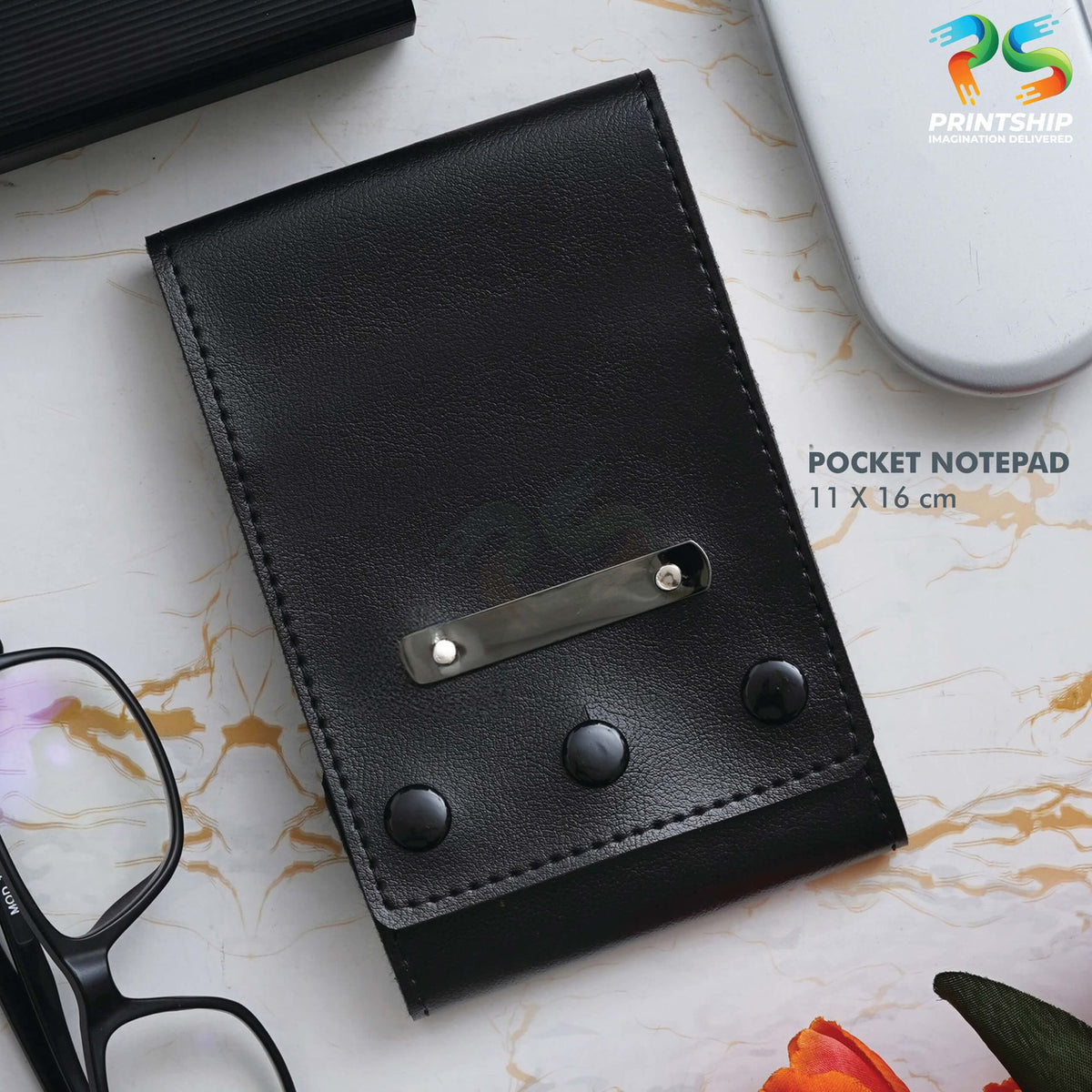 YuBingo Black Vegan Leather Pocket Notepad - Corporate Gift