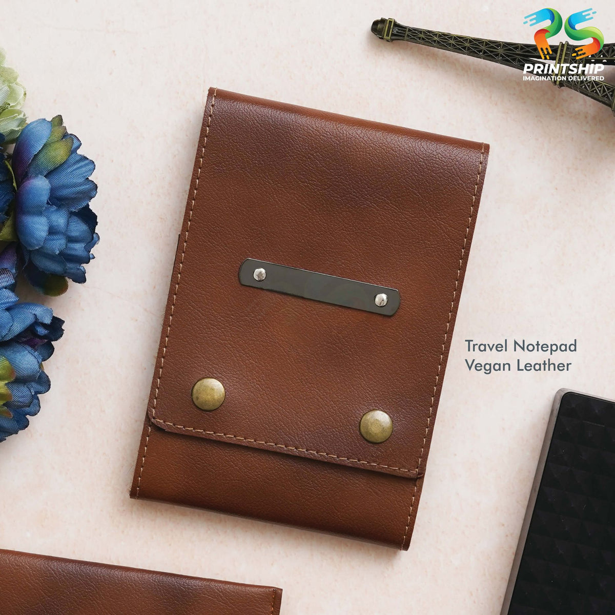YuBingo Tan Vegan Leather Travel Notepad - Corporate Gift