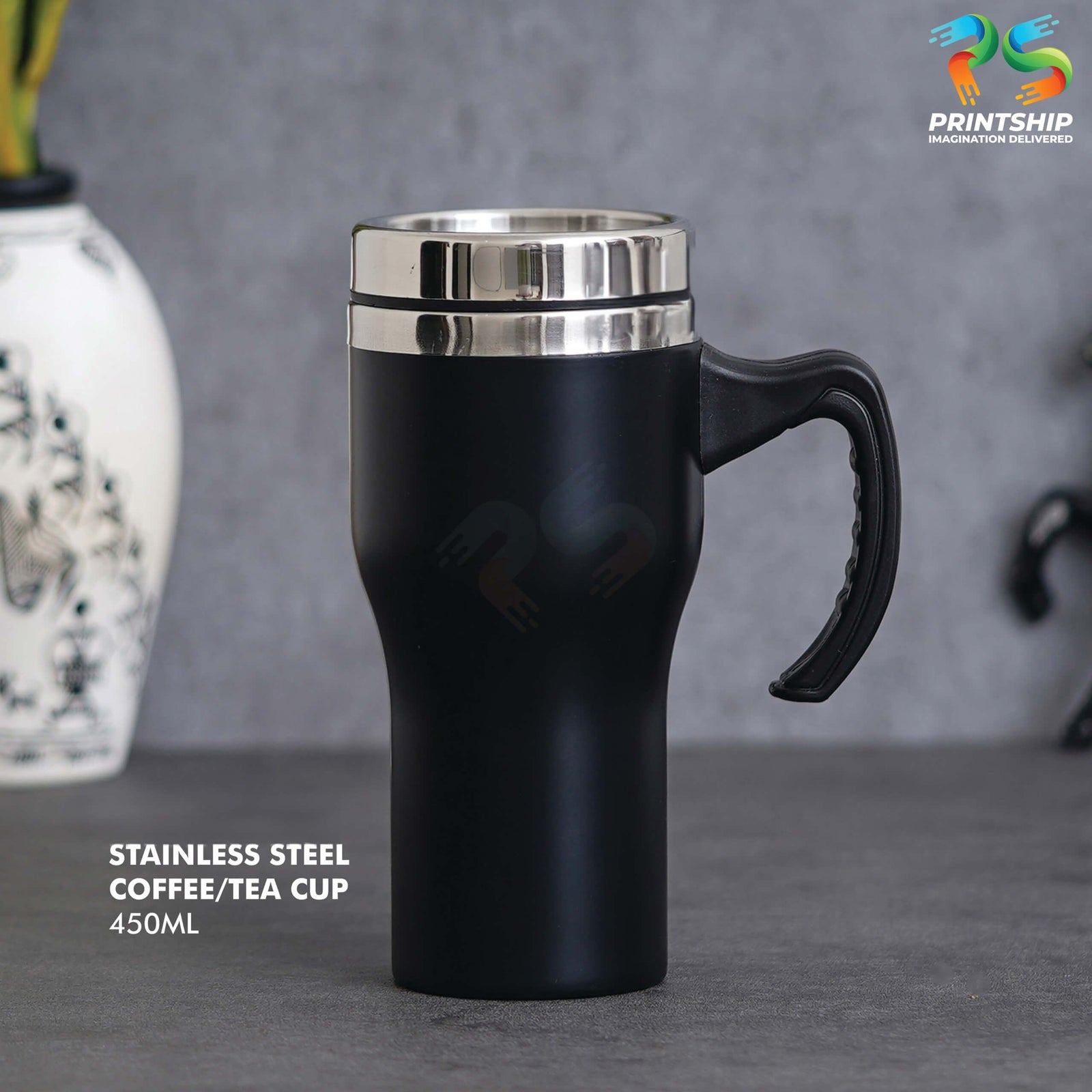 YuBingo Black Stainless Steel Mug 450ML - Corporate Gift | YuBingo corporate gift