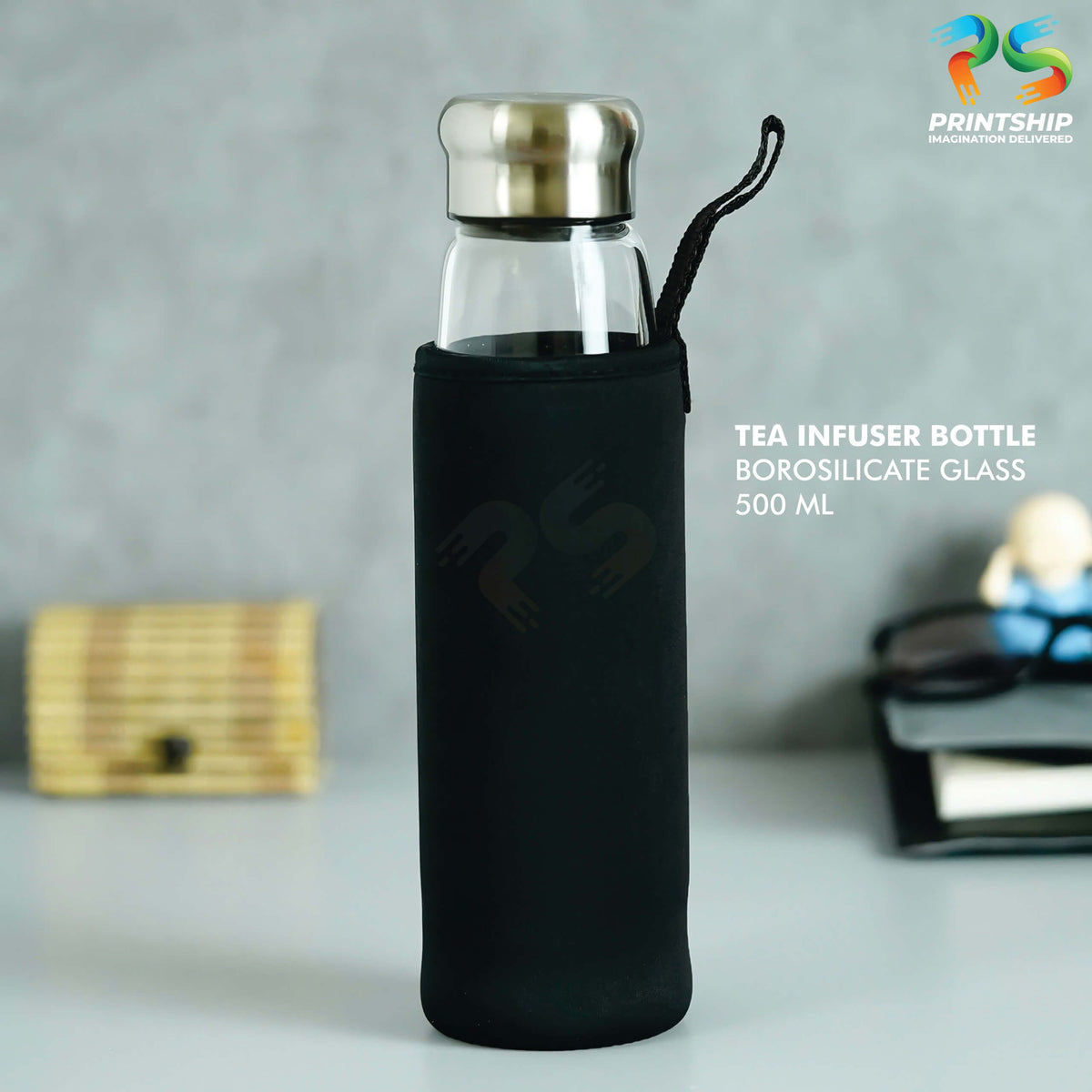 YuBingo Clear Borosilicate Glass Infuser Bottle - Corporate Drinkware Gift - Water Bottles by YuBingo
