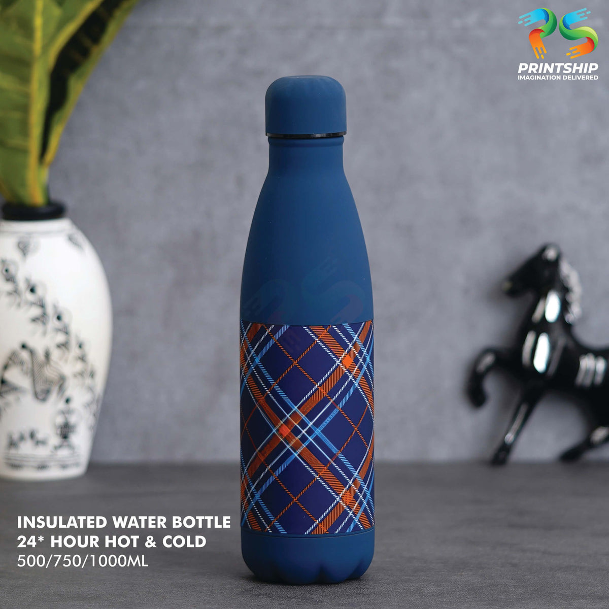 YuBingo Blue Stainless Steel Insulated Water Bottle - 1000ML - Corporate Drinkware Gift - Water Bottles by YuBingo