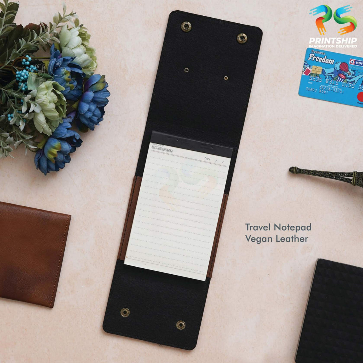YuBingo Tan Vegan Leather Travel Notepad - Corporate Gift