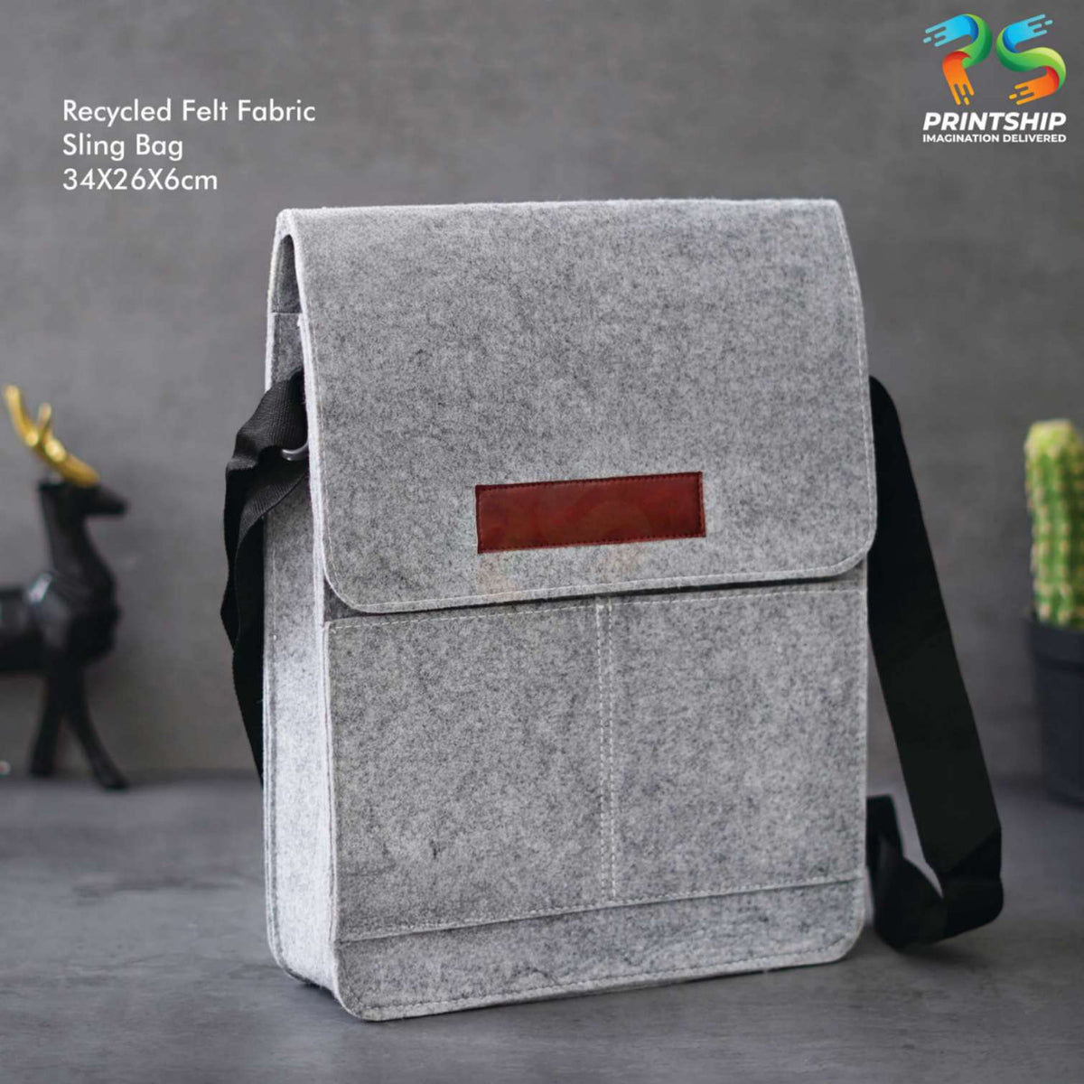 YuBingo Grey Recycled Felt Sling Bag - Corporate Gift | Product image 2