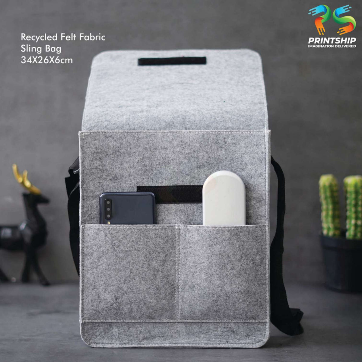 YuBingo Grey Recycled Felt Sling Bag - Corporate Gift | Product image 3