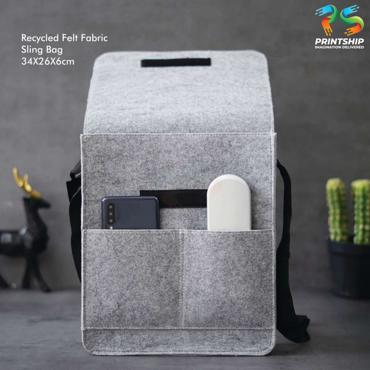 YuBingo Grey Recycled Felt Sling Bag - Corporate Gift | Product image 3
