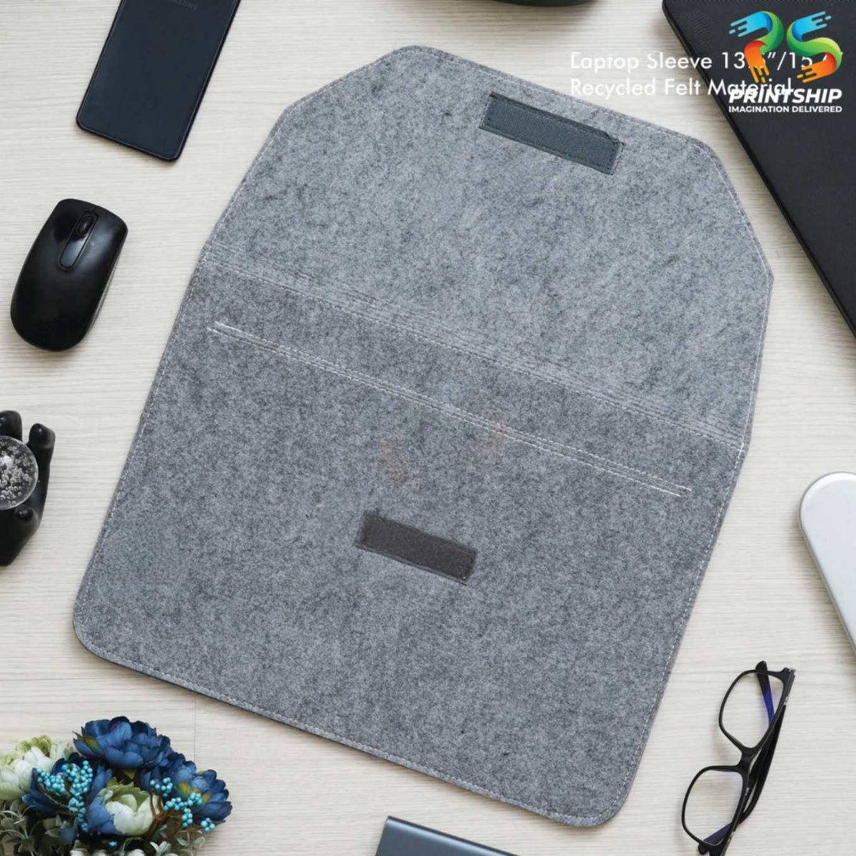 YuBingo Grey Recycled Felt Laptop Sleeve - 13.5 Inch - Corporate Gift | Product image 2