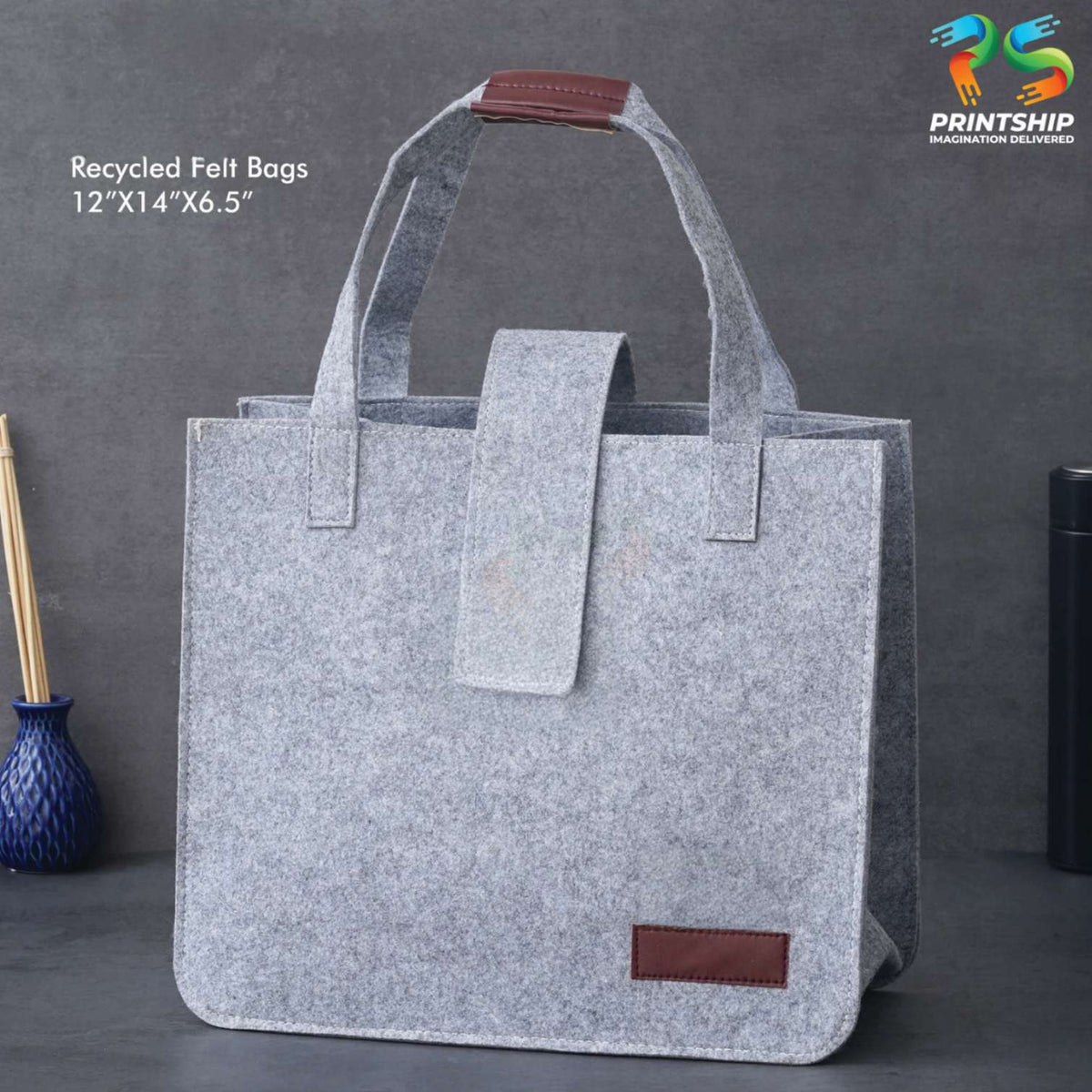 YuBingo Grey Recycled Felt Hand Bag - Corporate Gift | Product image 2