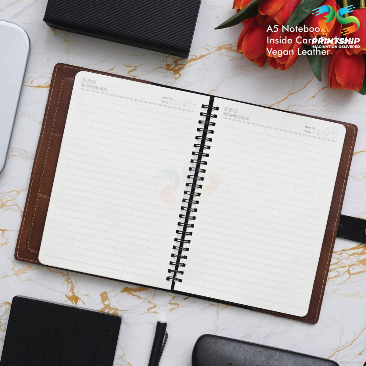 YuBingo Tan Vegan Leather A5 Notebook - Corporate Gift
