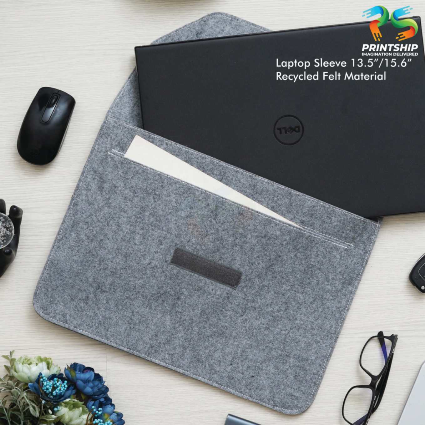 YuBingo Grey Recycled Felt Laptop Sleeve - 15.6 Inch - Corporate Gift | Product image 5