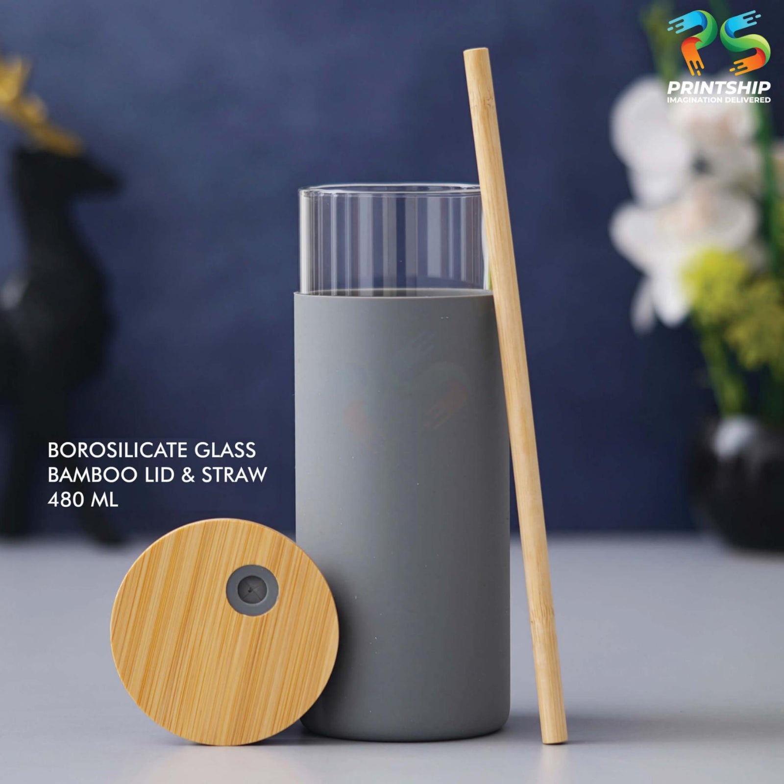 YuBingo Grey Borosilicate Glass Bottle - Corporate Gift | Product image 3