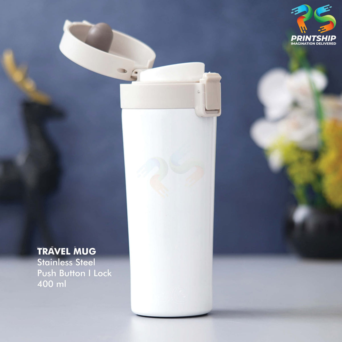 YuBingo White Stainless Steel Mug 400ML - Corporate Gift | Product image 2